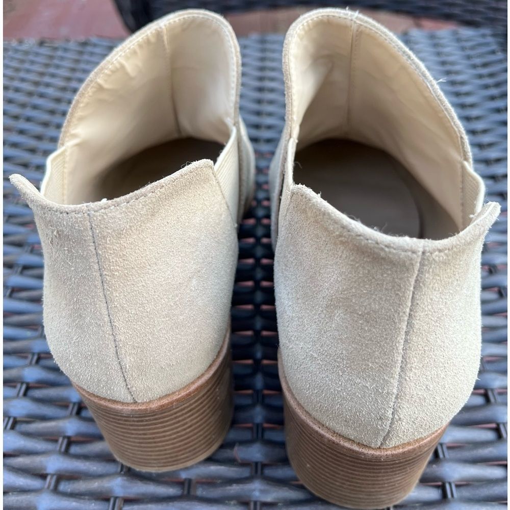 Zara Light Beige/Cream Suede Ankle Booties, Elastic Side Inserts Size 38 - Picture 8 of 13